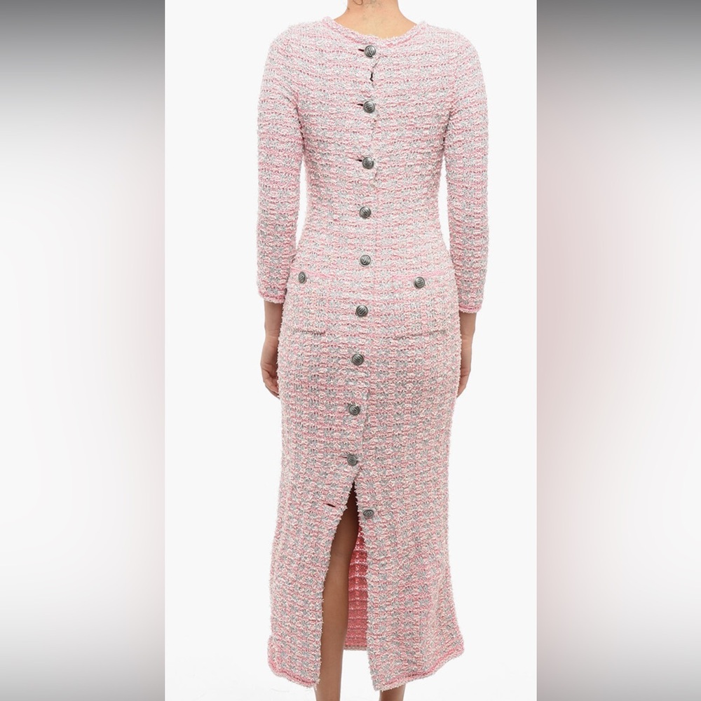 BALENCIAGA BUTTONED BACK TO FRONT WOOL BLEND TWEED DRESS by Demna